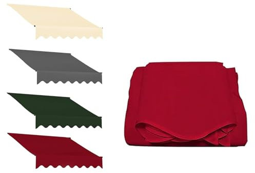 Markisenbespannung Canvas Markisenstoff, Sonnensegel Garten Balkon Terrasse Markisen Ersatzstoff Sonnenschutz Stoff Außen Markisenstoff Wasserdicht Hochwertiges Ersatztuch(Red,3.6x2.5m(12x8.2ft))