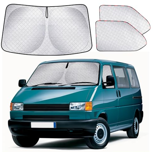 ZATOOTO Sonnenschutz Frontscheibe Inner für VW T4, Thermomatte Magnetisch | 3 Stück, Fenster Verdunkelung, UV-Schutz, Sichtschutz, Einfache Montage, Faltbar, VW Bus Camping