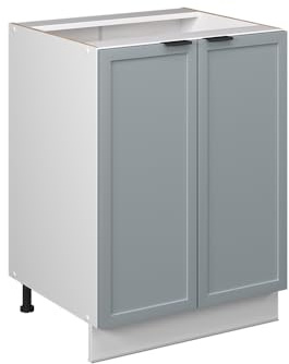Vicco Meuble Bas de Cuisine Fame-Line, Bleu Clair-Gris, 60 cm sans Plan de Travail