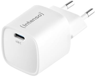 Intenso W30C² GaN USB-C Schnellladegerät, 30W Power Delivery Ladegerät | Kompakter USB Wandladestecker, PD 3.0 & QC 4.0 Unterstützung, weißes Netzteil für Smartphone, Tablet und Kopfhörer