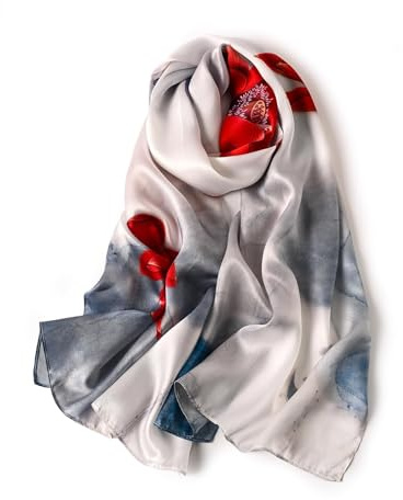 Seidenschal Damen 100% Seide, Geschenke für Frauen Schal Damen Hautfreundlich ,Weich ,Leicht ,Warm,Praktisch 40+ Bunte Luxuriöse,Verschiedene Tragevarianten Als Stola Modische Dekorationen