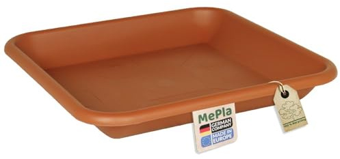 MePla Soucoupe carrée 28 x 28 cm, terre cuite, résistant aux intempéries, en plastique résistant aux UV