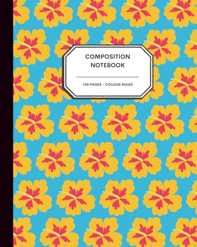 Island Bloom: Tropical Hibiscus Journal – 8x10” – 100 College Ruled Pages – Orange Floral Scatter on Teal Background – Summer Writing Notebook for Vacations, School & Creative Vibes