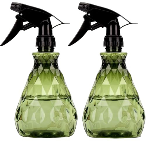 Large 500ml Spray Bottles for Cleaning Solutions and Gardening,Plant,Water,2Pcs Empty Spray Bottles for Hair,Refillable Trigger Sprayer Bottle with Adjustable Sprays Head,Misting&Stream Settings,Green