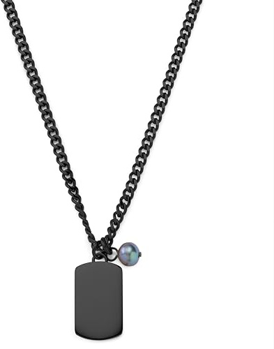 Lucleon by Trendhim - Collier avec plaque d'identité pour chien - Pour homme - Chaîne gourmette de 3 mm - Acier inoxydable doré avec perle - Surface polie - Style élégant - Design danois, 70, Métal