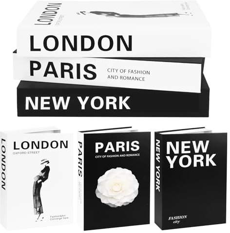 3 Pcs Decorative Books for Home Decor Fake Books for Decoration for Living Room Designer Books Decor Set Black and White Hardcover Aesthetic Book Decor for Coffee Table