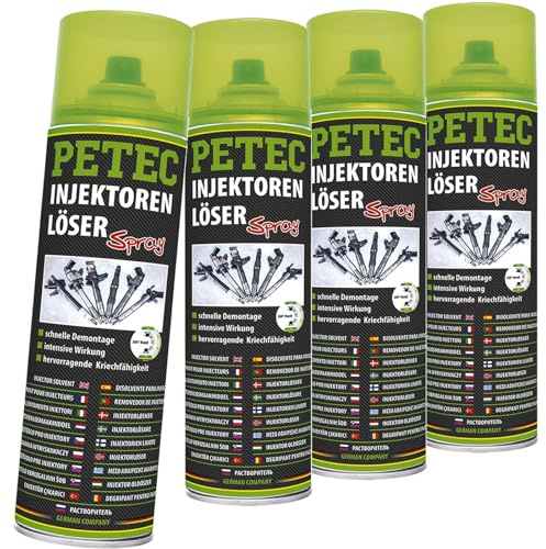 PETEC 4x 70160 Rostlöser (2000 ml) | 4x 70160, PETEC Inejktorlöser Spray 500ml, Injektorlöser Spray