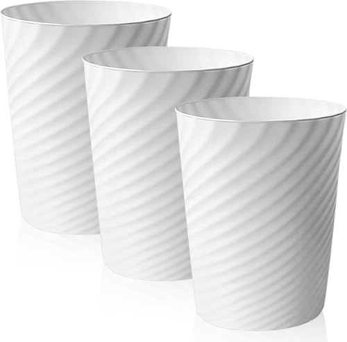 Cnwinu 3 Stück Mülleimer Büro, Papierkorb Büro, Trash Bin, Mülleimer Klein, Papiermülleimer Ohne Deckel, Mistkübel, Papierkorb Weiß, Abfalleimer für Küche Wohnzimmer Kinderzimmer Schlafzimmer