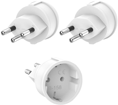 3 Stück Schweiz Reiseadapter, Adapter Steckdose Schweiz Deutschland, EU auf Schweizer Steckdosenadapter,EU-Schweizer Stecker Adapter