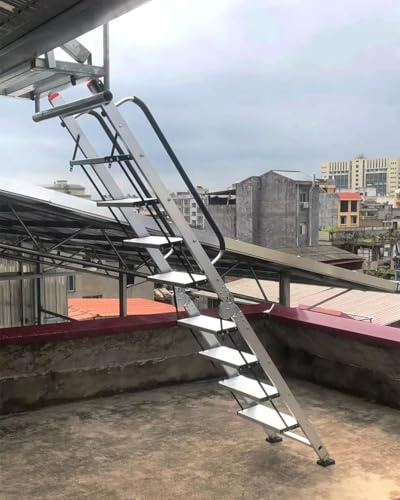 Scala pieghevole in alluminio a 9 gradini retrattile per soffitte e tetti, design leggero color argento, altezza 275 cm, ideale per uso domestico ed esterno