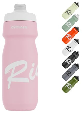 CYCLAMI Fahrrad Trinkflaschen 650ml, Leichtes, BPA-Frei, Auslaufsicher, Squeeze Radflasche für Radfahren Fitness Wandern Schwimmen (Pink)
