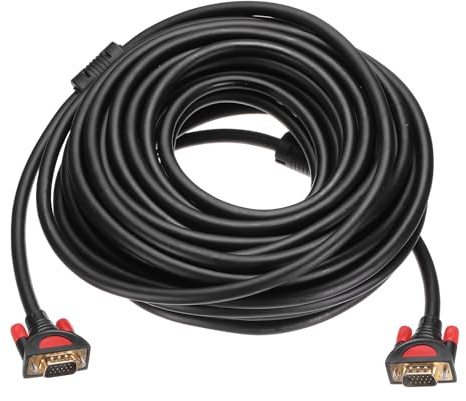 sourcing map Câble VGA (15 m) - Mâle vers Mâle - Câble adaptateur vidéo pour TV, PC, ordinateur portable, moniteur, projecteur, noir