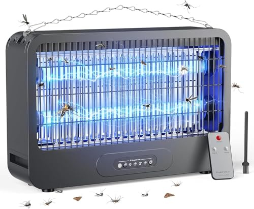 Insektenvernichter elektrisch, 20W 3000V Mückenlampe mit UV-Licht, Fliegenfalle elektrisch - Doppelgitter-Design Mosquito Killer Für Innenräume, Terrasse, Garten (Schwarz-01)