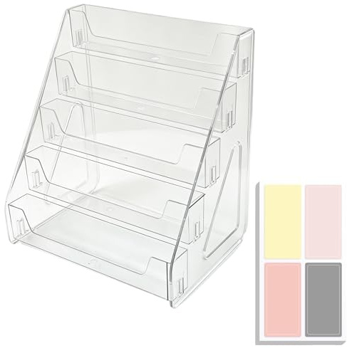 41PCS Trading Card Display Stand Set,Clear Acrylic Tiered Vertical Holder | for Graded Cards Leaflet Greeting Cards Craft Fairs Stickers Collectibles