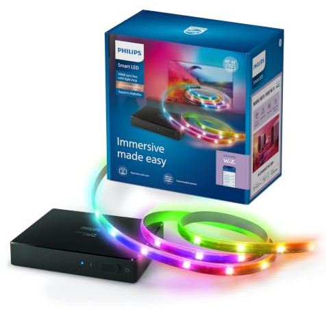 Philips Smart Lighting HDMI Sync Box with TV Backlight, RGBIC LED Strip for 40-50 TV, Sync with Movies, Music, HDMI 2.0, 4K at 60Hz, Connected by WiZ, Requires External Video Source