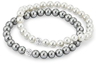 Amor Armband 925 Sterling Silber Damen Armschmuck, mit Zirkonia synth., mit Glasperle, 18 cm, Silber, Kommt in Schmuck Geschenk Box, 2016404