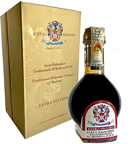 Traditioneller Balsamico-essig Aus Modena g.U (Malpighi) 25 Jahre gelagert- 100 ml + Tic aus Glas + Rezeptbuch