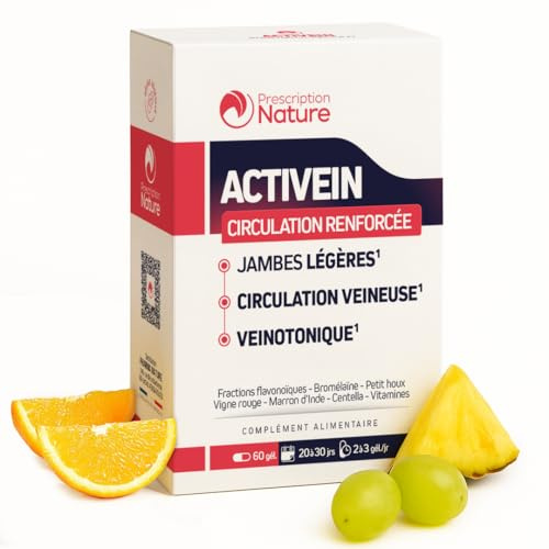Prescription Nature - ACTIVEIN - Complément Alimentaire pour Soutenir la Circulation - Fabrication Française - 60 Gélules