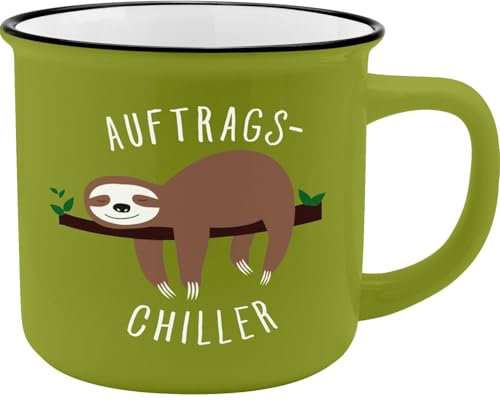 GRUSS & CO Taza con diseño Chiller, porcelana de porcelana esmaltada, 35 cl, regalo, perezoso, 45785, 1 unidad (1 unidad)