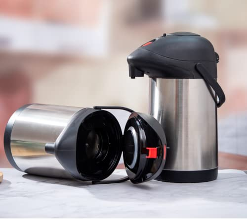 Stainless Steel Pump Airpot Dispenser Suitable Hot Tea Thermal Coffee Cold Drinks Vacuum Flask Jug Pump 4l/3l/2.5 L (2.5 Liter Round Shape)
