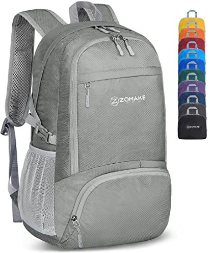ZOMAKE Leicht Faltbarer Rucksack Packbare Backpacks 30L,Kleiner Faltbar Wanderrucksack Wasserdicht für Damen Herren Outdoor Wandern(Grau-Neu)