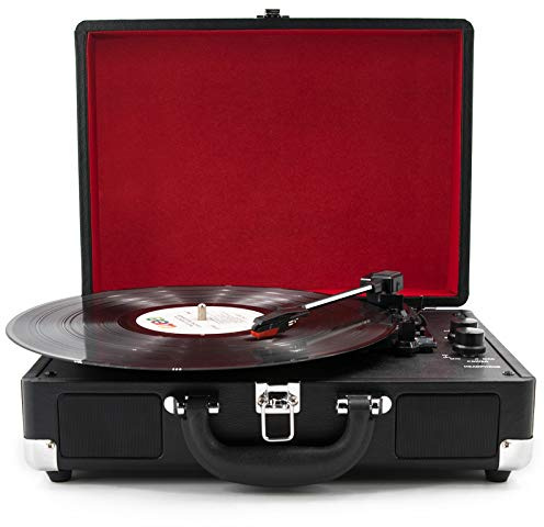 ARCH Tre velocità Grammofono Giradischi Vintage con Altoparlanti Stereo Integrati, Supporta USB, Uscita RCA, Jack per Cuffie, MP3, Design della Valigia, Regali per Le Donne (Color : Black)