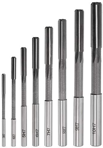 sourcing map Chucking Reamer Set Lathe Machine Reamer Straight Flute Milling Cutter High Speed Steel H7 Tolerance (3mm 4mm 5mm 6mm 7mm 8mm 9mm 10mm) 8pcs