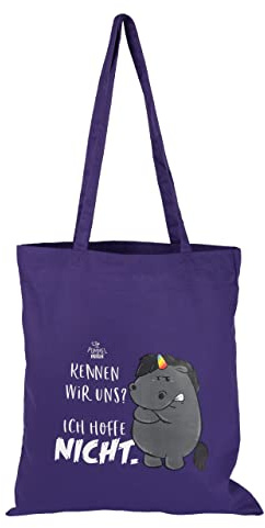 United Labels Pummel & Friends Stoffbeutel Grummeleinhorn - Kennen wir uns? Ich hoffe nicht. Tragetasche Baumwolle Lila