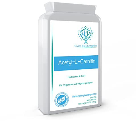 Acetyl-L-Carnitine 500mg 90 Capsules - High-Strength ALCAR with no D-carnitine - Made in The UK - Suitable for Vegans
