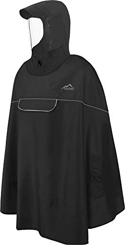 normani Wasserdichter Fahrrad-Regenponcho Regencape für Damen und Herren - Kapuze mit Sichtfenster - Wassersäule: 12.000 mm - 3M™ Scotchlite™ Reflektor und YKK-Reißverschluss