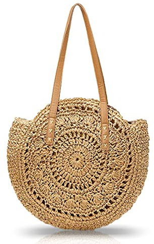 Pahajim Bolsa de Paja Bolso Bandolera Mujer Bolsos Verano Ratán tejido a Mano Grande capacidad Tote para viajes, vacaciones y compras.
