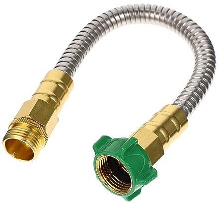 IWOWHERO 1ft Stainless Steel Garden Hose Extension with Female to Female Metal Connectors Heavy Duty 304 Steel Flexible and Lightweight for Car Washing PET Feeding Camping and Quick Storage