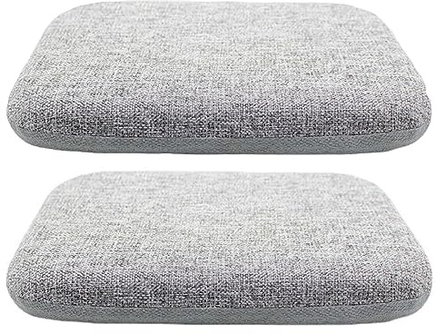 PIPOEI Stuhlpolster für Esszimmerstühle 2er Set mit Bändern, 4cm Dicke Memory Foam Stuhlpolster rutschfestes Hufeisen Sitzkissen, Leinenkissen waschbarer Bezug Pad Grey,40 x 40 x 4cm