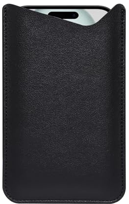 ZORSOME Leather Phone Sleeve Cell Phone Pouch Compatible with iPhone 17 16 15 14 13 12 Pro Max,for Galaxy S26 S25 S24 Plus S23 FE,S22 S21 S20 Ultra,S23+ Leather Cellphone Sleeve Lightweight,Slim Black