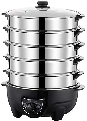 Vaporiera elettrica per alimenti, pentola a vapore elettrica a 5 strati, pentola a vapore automatica, scalda-cibo, goditi una cucina sana e comoda