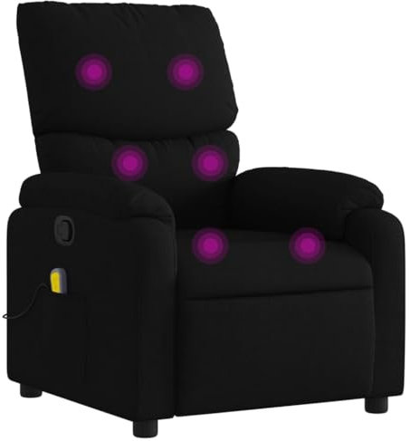 vidaXL Massagesessel, Sessel Verstellbare Rückenlehne, Fernsehsessel Relaxsessel mit Vibrationsfunktion, Liegesessel Polstersessel Ruhesessel, Schwarz Stoff