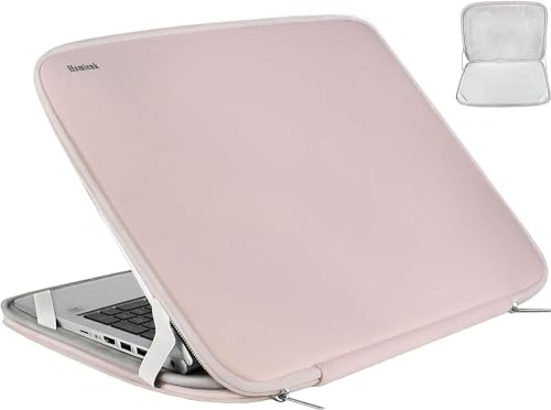 Laptop Sleeve Case 17 Inch, Durable Shockproof Protective Computer Cover Flip Case Briefcase Carrying Bag Compatible with 17-17.3 Inch HP, Dell, Acer, Asus, Lenovo, Notebook, Pink