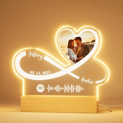 DPDP Placa Spotify Personalizada - Lampara Personalizada con Foto y Canción - Regalos Personalizados para Mujer Hombre - Regalos Parejas Originales Aniversario San Valentín Navidad