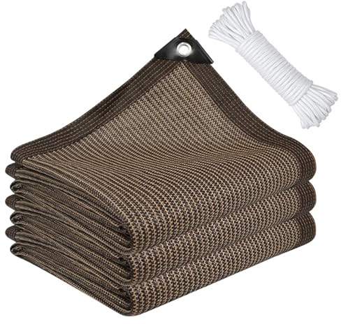 Rete Ombreggiante,Telo Ombreggiante Con Occhiellato,Hdpe Rete Resistente Ai Raggi Uv,Rete Da Giardino,Per Pergola,Piante Da Patio,Serra,Pollaio,Balcone,Posto Auto Coperto (Marrone-3x3m)