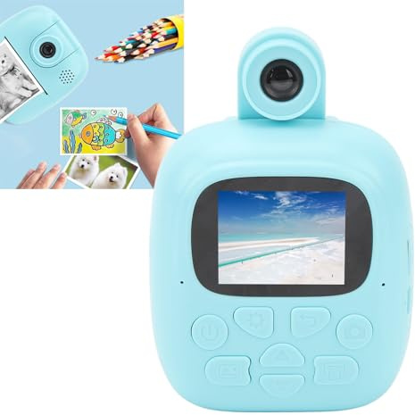 Appareil Photo à Impression Instantanée, Imprimante Thermique Portable sans Encre avec écran IPS de 2,0 Pouces, Caméra Rabattable Avant et Arrière, pour la Prise de Photos,