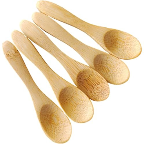 10 cucharas de madera de bambú natural para helado, cucharilla de café, miel, mini cucharadita, vajilla, cubiertos de cocina, cucharas para niños D, 10 unidades