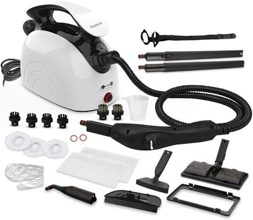 Steam Cleaner, Handheld Steamer with 21 Accessories, 248°F High-Temperature Steam for Floors, Grout, Tiles, Carpet, Cars - Portable 1.08L Tank, Child Lock, Chemical-Free Cleaning