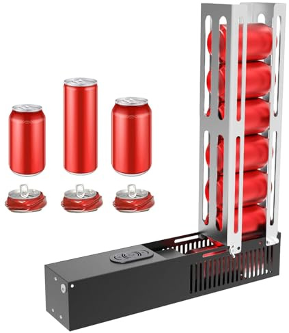 AUTUMFLATGAO Broyeur De Canettes électrique Automatique, pour Le Recyclage des Canettes en Aluminium De 8oz-16oz, Peut Contenir 8 Canettes, Compacteur De Déchets pour Seltzer, Canettes De Bière