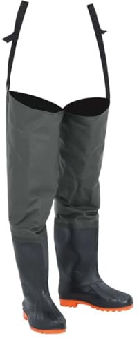 vidaXL Watstiefel, Hüftstiefel für Angler Landwirte, Anglerstiefel Wasserfest Verstellbar, Fischerstiefel Wathose, Dunkelgrün Gr. 44