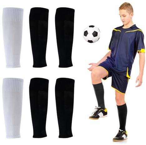 SSKHE 3 Paar Stutzen Kinder Fußball, Unisex Stutzen Ohne Socken,schwarz-weiße Fußballsockenärmel, Ärmelschnitt-Fußballsocken für Fußball, Laufen, Training, Anfänger