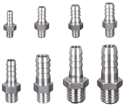 MEXEWORD Adaptador de Conector de Tubo de Espiga de latón de 304 mm, 3 mm, 4 mm, 5 mm, 6 mm y 8 mm, Conector Macho métrico en Miniatura M3, M4, M5, M6, M8(5-M6)