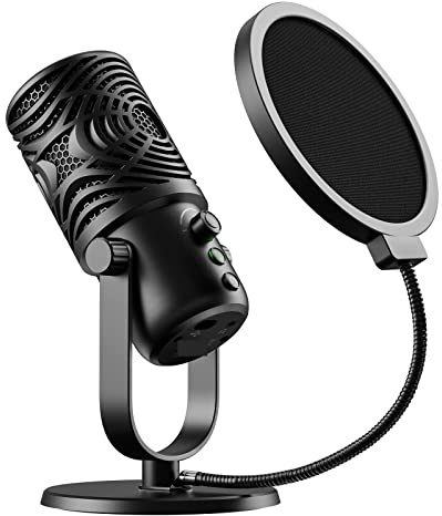 Msuiiixcccc FM1 USB Condenser Microphone Professional Studio DJ Recording Streaming Mic with Pop Filter for PC Laptop Gaming YouTube
