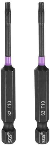 sourcing map 2 punte Torx T10 per cacciavite a percussione da 1/4, gambo esagonale, lunghezza 7,1 cm, magnetico, senza foro