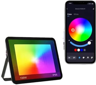 Fari Led da Esterno, Proiettore RGB Smart APP Controllo vocale RGB CW for faretti for illuminazione esterna for feste in giardino