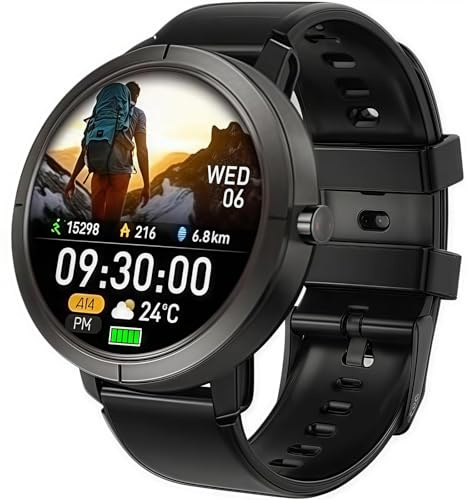 ILESTDG Alpha Sport Smartwatch Beyerwerk, 1.32'' AMOLED-Display, Fitness-Tracker, Herzfrequenz-Schlafmonitor SpO2 (Schwarz)